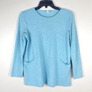 Pure Jill  Pullover Sweat Top Sz XS‎ Blue Pockets Cotton Yoga Gym Running